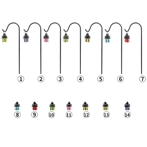 14-piece miniature garden landscaping set with 7 metal hooks and colorful tower pendants