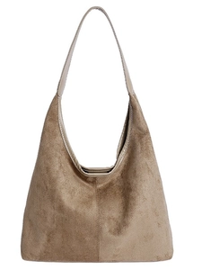 Large capacity suede hobo tote bag in light brown for women's daily office commute