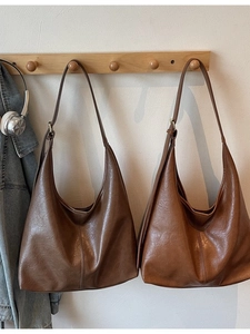 Large Capacity Women PU Leather Hobo Shoulder Bag With Adjustable Strap Vintage Casual Tote Crossbody Handbag