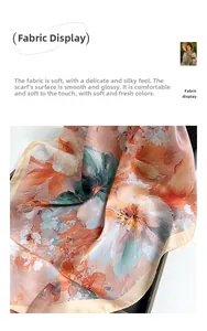 Detailed view of the soft silk scarf texture with vibrant floral patterns and fine edges