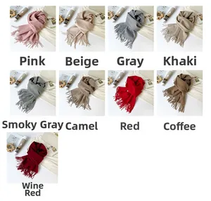 Multi-color palette of 100% Australian wool scarves with elegant fringe details