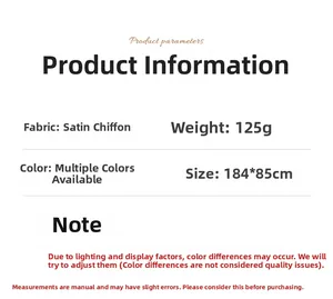 Specifiche del dettaglio dello scialle in chiffon satinato da 184x85cm e 125g