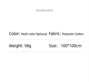 Detailed specifications of lace cotton linen scarf showing material size and weight