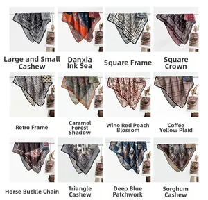 Sélection de douze foulards en soie vintage français avec divers motifs classiques variés