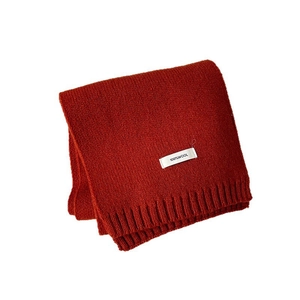 Sciarpa in maglia 100% lana rosso ruggine per donna con trama a coste sottili e calda