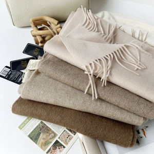 Elegant Australian Wool Scarf For Men Women Solid Color Long Warm Shawl With Tassels Soft Cozy Winter Pashmina Wrap Fashion