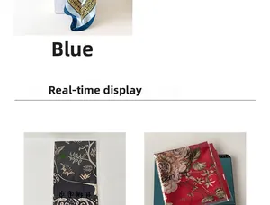 Detail view of 90cm satin square scarves featuring paisley and floral cashew prints