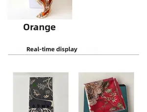 Detailed views of various 90cm square silk scarves featuring vintage paisley floral patterns