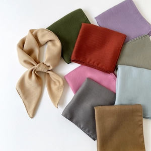 Elegant Herringbone Pattern Satin Square Scarf Luxury Solid Color Hijab For Women Lightweight Headscarf Daily Travel Accessory