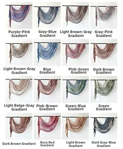 Grille détaillée montrant seize variantes de dégradés de couleurs de foulards respirants
