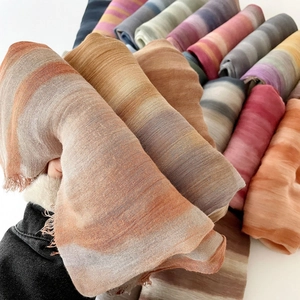 Lightweight gradient rainbow scarf with fringe tassels for beach sun protection shawl