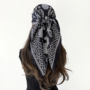 Women Vintage Satin Square Scarf Paisley Mandala Print Hair Bandana Elegant Neck Scarf Shawl For Office Daily Travel Fashion Accessory