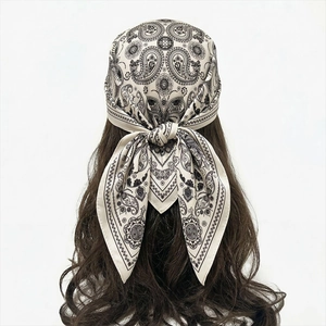 Retro Paisley Print Satin Square Scarf Smooth Silky Headband Hair Wrap Fashion Neck Scarf Accessories For Women
