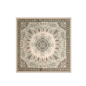 Carré de soie élégant avec motif paisley bohème et mandala aux tons marron et beige terre