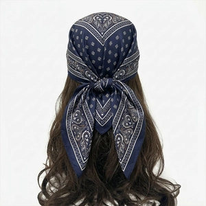 Women Vintage Paisley Print Satin Square Scarf Retro Bohemian Neck Scarf Lightweight Headscarf Versatile Fashion Accessory