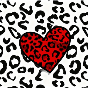 Foulard tendance avec cœur léopard rouge sur fond à motifs noir et blanc élégant
