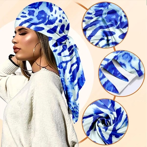 Blue and white leopard print silk scarf with abstract patterns for trendy fashion look