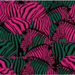 Pink and green zebra print square silk scarf with modern pop art pattern design