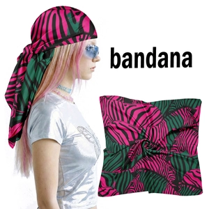 Fashion Pink Green Zebra Print Satin Square Scarf Silk Like Bandana Headwrap Shawl For Women Party Daily Accessories