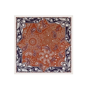 Detail of 70cm silk scarf with paisley pattern and baroque style floral border