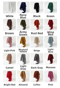 Detailed grid display of 20 color options for pleated square scarves in soft imitation linen