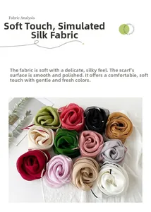 Detail of silk-like soft square scarves in multiple colors for professional styling