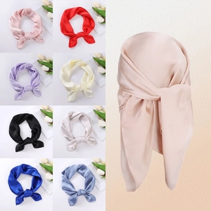 Women's Solid Color Satin Square Scarf Shiny Silk-Like Neck Scarf Fashion Headband Hairband Elegant Bandana 70x70cm Accessories
