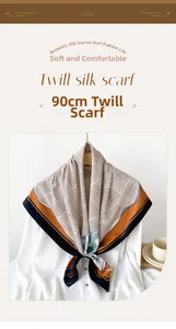 Detail view of a 90cm houndstooth silk scarf with floral patterns and geometric lines