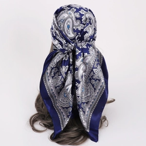 Paisley Print Large Square Scarf Satin Polyester Satin Feeling Headscarf Retro Ethnic Style For Women Fashion Wrap