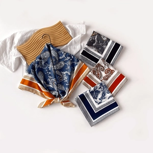 Classic paisley print square silk scarf for women in four elegant vintage color patterns