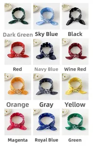 Collage of twelve cotton paisley bandanas in various vibrant colors for styling