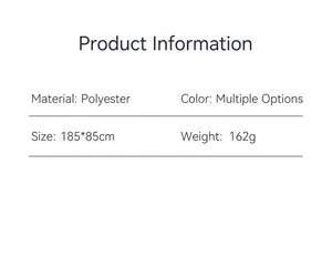 Polyester scarf specification details with dimensions 185x85cm and 162g weight