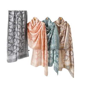 Linen cotton scarves featuring vintage nautical patterns and fine tassels for women