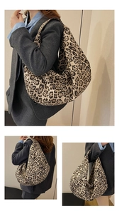 Leopard print tote bag styled with gray blazer showing large capacity and trendy texture