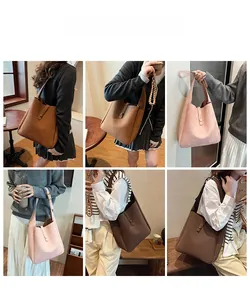 Collage of four vintage-style matte leather shoulder bags in earthy tones for daily wear