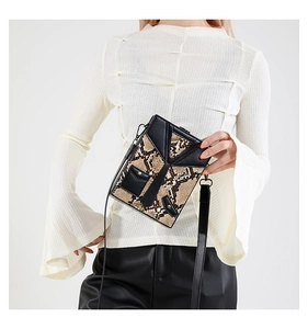 Mens retro hard shell crossbody bag with snakeskin pattern and metallic button detail