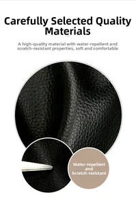 Detailed view of water-resistant and scratch-resistant black lychee grain leather material