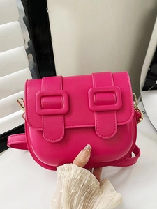 Sacoche Selle Rétro en Cuir PU pour Femmes Petit Sac Bandoulière Carré Avec Design à Rabat à Double Boucle Pour Le Quotidien