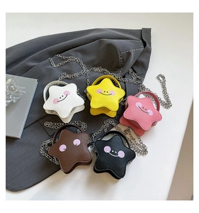 Star-shaped mini crossbody bags with cute smiley faces and fine metal chain straps