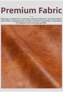 Close-up of durable brown lychee grain faux leather with water-resistant texture