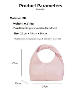 Bolso hobo rosa de PU con dimensiones 28x10x20cm y peso de 0,21kg para uso diario moda