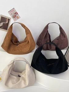 Women Large Capacity Suede Hobo Bag Casual Slouchy Tote Shoulder Bag With Metal Zipper For Autumn Winter Commute Office