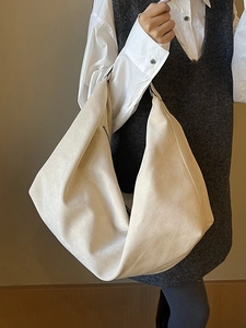 Large ivory suede hobo shoulder bag for daily commute and minimalist style
