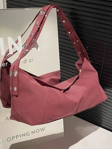 Vintage Rivet Hobo Crossbody Bag For Women Korean Style Suede Texture Large Capacity Shoulder Bag Dumpling Bag