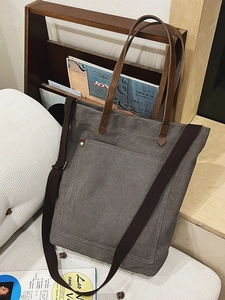 Retro Washed Canvas Tote Bag Minimalist Large Capacity Shoulder Bag With Leather Handles Crossbody Bag For Women Men