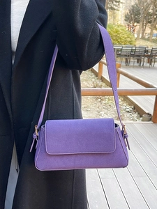 Chic purple matte underarm bag for women with gold hardware and flap closure