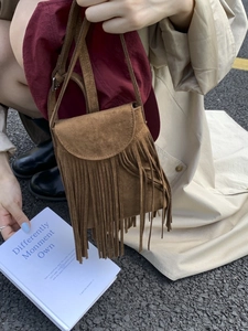 Sac à Épaule Ethnique Vintage Avec Franges Pour Femmes en Cuir PU Petit Sac Bohémien Pour Téléphone Sac Messager Rétro