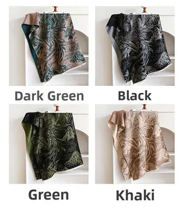 Detailed grid view of faux cashmere scarves with Chinese mountain landscape prints in four colors