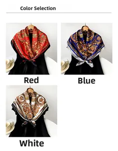 Grandi foulard di seta stile barocco disponibili in rosso, blu reale e bianco puro