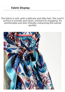 Close-up of vintage floral satin headscarf fabric showing soft texture and glossy finish